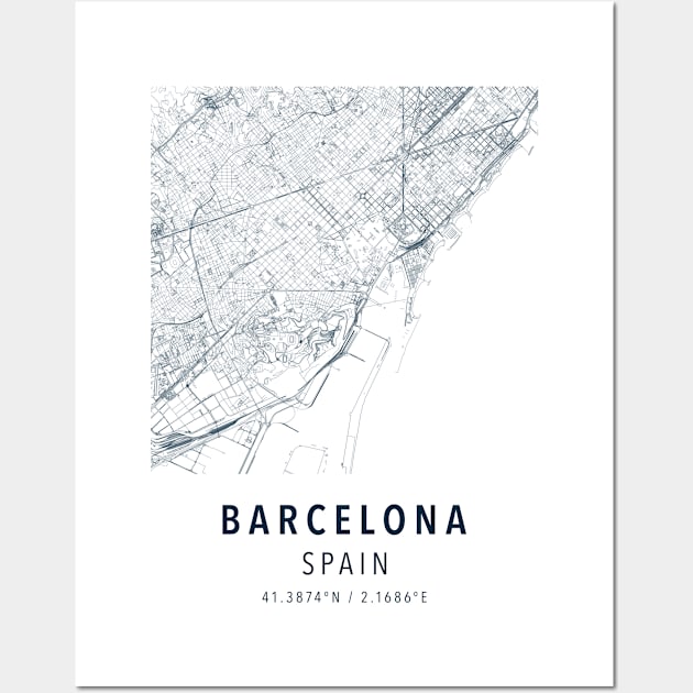 barcelona simple map Wall Art by boy cartograph